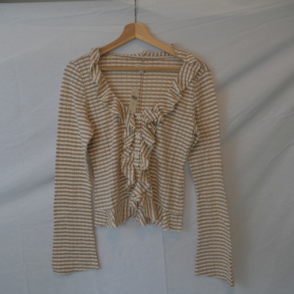 Anthropologie Pilcro Striped Ruffled Top